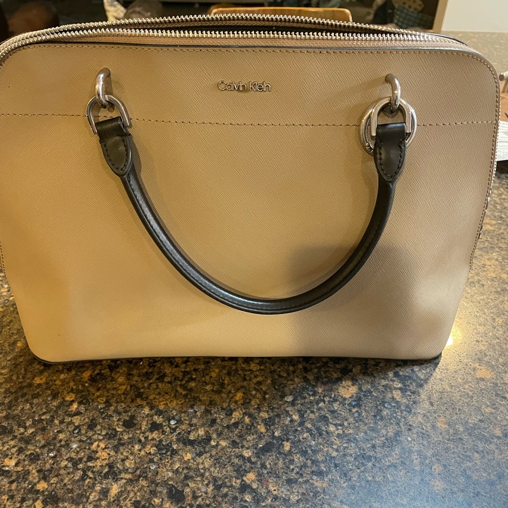 Calvin Klein Tan and Black Satchel